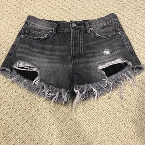 Free People Black Denim Shorts